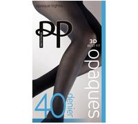 Pretty Polly Women's Premium Opaques 40 Denier 3D Tights - Black | Size: Medium/Large Pretty Polly Black M/L