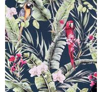 Pretty Polly Wallpaper Arthouse Tropical Navy Parrot Floral Jungle Pink Vinyl