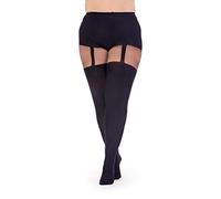 Curves Mock Suspender Tights - Black Pretty Polly Black XL