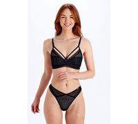 Pretty Polly Women's Diamond Mesh Non Wired Padded Bralette - Black | Size: 38D Pretty Polly Black 38D