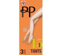 Pretty Polly Ladies 15 Denier 3pk Natural Tights Size M/L