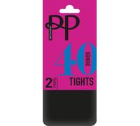 Pretty Polly Women's Everyday Opaques 40 Denier Tights 2 Pair Pack - Black | Size: S/M Pretty Polly Black S/M