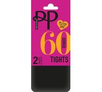 Pretty Polly 60D Silk Finish Tights 2PP -Black, XL