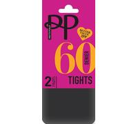 Pretty Polly Women's Everyday Opaques 60 Denier Tights 2 Pair Pack - Charcoal | Size: Medium/Large Pretty Polly Charcoal M/L