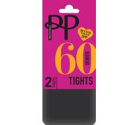 Pretty Polly Women's Everyday Opaques 60 Denier Tights 2 Pair Pack - Charcoal | Size: S/M Pretty Polly Charcoal S/M