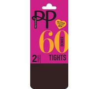 Pretty Polly Women's Everyday Opaques 60 Denier Tights 2 Pair Pack - Chocolate | Size: Medium/Large Pretty Polly Chocolate M/L