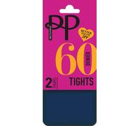 Pretty Polly 2 Pack 60 Denier Opaque Tights PNERM5 Navy S-M
