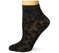 Pretty Polly Women's Floral Ankle Highs - sheer ankle sock with floral lace and glitter band, Black (Black Mix), One Size, (Black Mix), One size