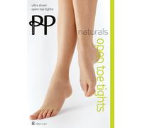 Pretty Polly Women's Naturals 8 Denier Open Toe Tights - Natural | Size: S/M Pretty Polly Natural S/M