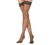 Pretty Polly Women's Nylons - 10d Gloss Lace Top Hold Ups Tights, Black (Barely Black), S-M UK