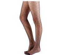 Pretty Polly Women's Sparkle Spot Pattern Tights- tight with subtle sparkles and polka dots, sheer black, Black (Black/Gold), One Size
