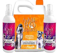 Pretty Pooch® Animal Fox Poo Shampoo (2 Litres, Citrus) and 2 Pack of Dog Deodoriser Odour Neutraliser Spray (250ml, Baby Powder) - Odour Neutralising Dog Shampoo & Spray for Smelly Dogs