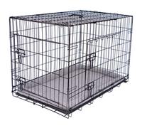 Pretty Pooch Dog Cage Medium Crate Puppy Cat Pet Training Crate Metal Folding With Tray Double Door And Bed 30"