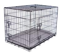 Pretty Pooch Dog Cage XL Extra Large Crate Pet Training Crate Metal Folding with Tray Double Door and Bed 42"