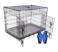 Pretty Pooch Dog Crate Large Cage Puppy Cat Pet Training Tray And Bed With Two Gloves
