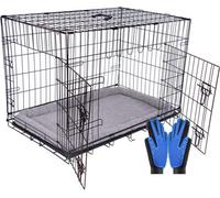 Pretty Pooch Dog Crate Medium Cage Puppy Cat Pet Training Tray And Bed With Two Gloves