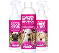 Pretty Pooch Fluffy & Fabulous Grooming Kit Set - 250Ml Hydrating Oatmeal Shampoo, 250Ml Baby Powder Perfume & 250Ml Detangling Sp