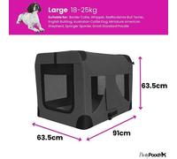 Pretty Pooch Foldable Soft Dog Crate Pet Travel Kennel Large with Steel Frame & 600D Oxford Fabric Washable Bed & Pop Up Bowl