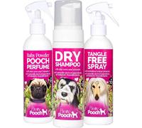 Pretty Pooch Grooming On The Go Grooming Kit Set - 250Ml Dry Shampoo, 250Ml Baby Powder Perfume & 250Ml Detangling Spray