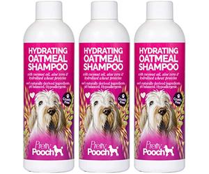 Pretty Pooch Hydrating Oatmeal Shampoo - Moisturises, Cleans & Soothes Sensitive & Dry Skin - For all Breeds and Coat Types - Hypoallergenic, & Fragrance Free (3 x 250ml)