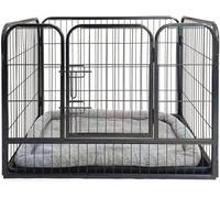 Pretty Pooch Whelping Pen With Tray And Cushion, Puppy or Dog Play Crate Cage, Puppies Secure Crates Cages Dog Training Pens Heavy Duty (Large)