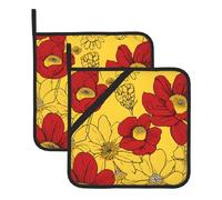 pretty poppy flowers Potholders set of 2 Heat-Resistant Hot Pads Mat with Hanging Loop for Countertops Oven Pan Plate Bowl Pot Holders for Kitchen Cooking Baking Chef
