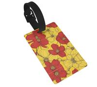 Pretty Poppy Flowers Print 5pcs Luggage Tags for Suitcases,Cute Suitcase Tag Identifiers for Baggage Tag for Cruise Airport Travel PVC