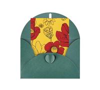 pretty poppy flowers Seasonal Greeting Card with Dark Green Envelope for Any Occasion Thanksgiving Christmas Birthday Wedding Anniversary Engagement Note Cards