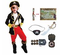 Pretty Princess Pirate Costume Kids, Boys Dress Up with Pirate Hat, Boot-covers for Party, Birthday and Halloween - Deluxe Fancy Dress Set for Kids & Toddlers 5-6 Years