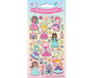 Pretty Princesses Sparkly Reusable Craft Stickers | Perfect for Craft Activities for Children and Adults | Reusable on Non-Porous Surfaces