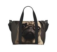 Pretty Pug Print Travel Duffel Bag, Lightweight Water-Resistant Weekender Spacious Gym & Travel Bag for Men, Women & Teens