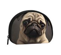 Pretty Pug Printed Coin Purse Wallet, Shell Shape Mini Change Pouch Holder for Men Women