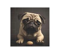 Pretty Pug Printed Square Jigsaw Puzzle 16x16 CM, Puzzle Challenging Game for Adults Gifts, Family Fun Decorative Wall Decor