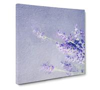 Pretty Purple Lavender Canvas Print | Gallery Wrapped 30mm Frame Wall Art | 20x20 inches | Ready to Hang | Modern Floral Picture | Living Room Bedroom Lounge Office