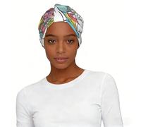 Pretty rainbows and unicorns Elastic Headscarf Hat Soft Light Comfort Breathable for Women Daily Wear and Sleep Cap