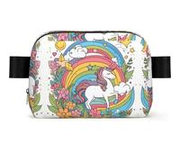 Pretty Rainbows and Unicorns Square-Shaped Fashion Waist Bag with Light Durable for Various Outdoor Sports Use