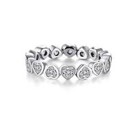 Pretty Rings, 14K White Gold Wedding Band Heart Shape with Moissanite Size Q 1/2