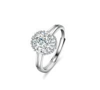 Pretty Rings, Anniversary Band with 1ct Oval Moissanite Silver 9K White Gold Size O 1/2