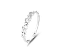 Pretty Rings, Beautiful Gift for Women Hollow Bow-Knot Design White Gold Platinum 950 Size N 1/2