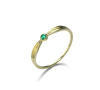 Pretty Rings, Bohemian Rings for Women Solitaire with Green Round Emerald Gold 18.1K Yellow Gold Size I 1/2