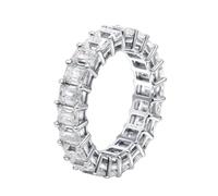 Pretty Rings for Women, 14 K White Gold Rings for Women 0.25ct Rectangle Shape Moissanite Size M 1/2