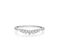 Pretty Rings for Women, 14K White Gold Wedding Band Stackable Simple 3 Prong Round Lab Diamond Size H 1/2
