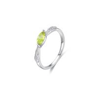 Pretty Rings for Women, Anniversary Bands for Women with Peridot Silver Pt950 Size I 1/2