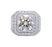 Pretty Rings for Women, Ladies Wedding Rings Luxury Round Shape Moissanite 5ct 18.1K White Gold Size X 1/2