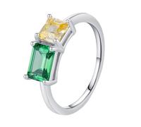 Pretty Rings for Women, Pre Engagement Ring Elegant with Green Rectangle Shape Lab Created Emerald 9K White Gold Size Q 1/2