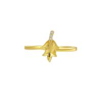 Pretty Rings for Women, Vintage Rings for Women Gold Leaf with Round Shape Moissanite 9K Yellow Gold Size R 1/2