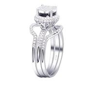 Pretty Rings for Women, Wedding Anniversary Rings 3 Rings Set Full with Moissanite 14K White Gold Size R 1/2
