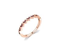 Pretty Rings for Women, Wedding Band Rose Gold 9K Heart with Red Round Ruby Size K 1/2