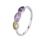 Pretty Rings for Women, Wedding Rings White Gold 14K Round with Colorful Oval Amethyst Size O 1/2