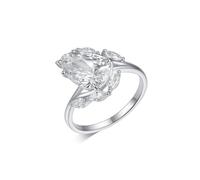 Pretty Rings for Women, Women Wedding Ring Set Droplet with 4ct Moissanite 9K White Gold Size S 1/2